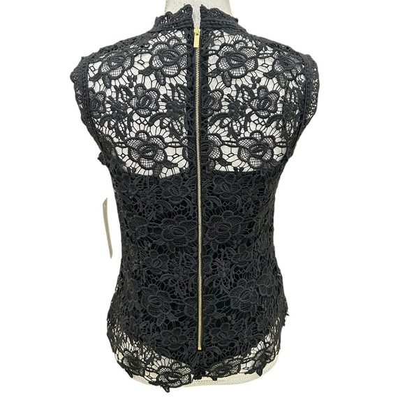 NWT Nanette lepore black lace sleeveless lined blouse gold back zip size small - Picture 8 of 14